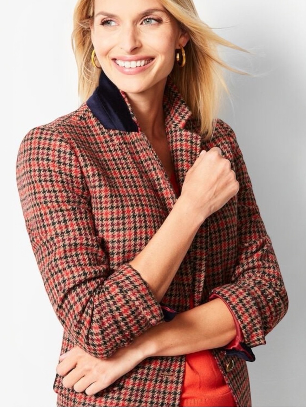 Talbots Shetland Aberdeen Houndstooth Wool Blend Tailored Blazer Women’s Size 4